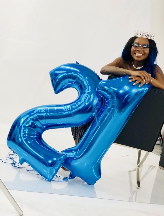 40 Inch Balloon 25 Numbers, Happy 25th Birthday Decorations for Women, Dark Blue Foil Large Ballon for 2 5 25 52 Birthday Party Wedding Anniversary Supplies