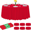 6 Pack Premium Red Plastic Table Cloth -120 Inch Round Tablecloth, Disposable Tablecloth Plastic Table Cover for Parties (6, Red, 120" Round)