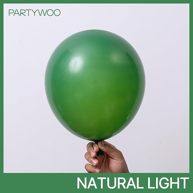 PartyWoo Green Balloons 140 pcs Different Sizes of 18 12 10 5 Inch Dark Green Balloon Arch Kit Garland for Birthday Graduation Bachelorette Dinosaur Jungle Golf Theme Party Decorations Green-Y56
