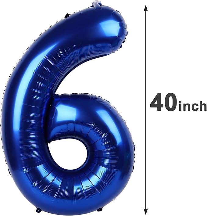 40 Inch Night Blue Mylar Foil Number 6 Birthday Balloon, Digital Balloons for 6 16 Boy Girl Party Decorations Supplies, Night Blue Big Helium Balloon Numbers for 26 36 46 60 Men Women Anniversary