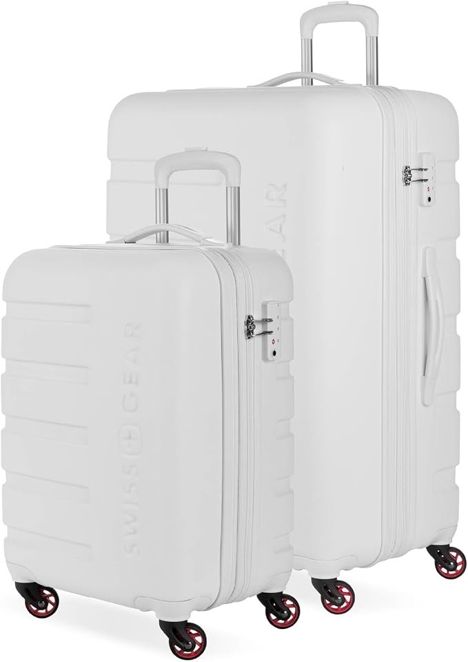 SwissGear 7366 Signature Hardside Expandable Luggage with Spinner Wheels, TSA Lock, Cup-Holder, White, 2-Piece Set (19/27)