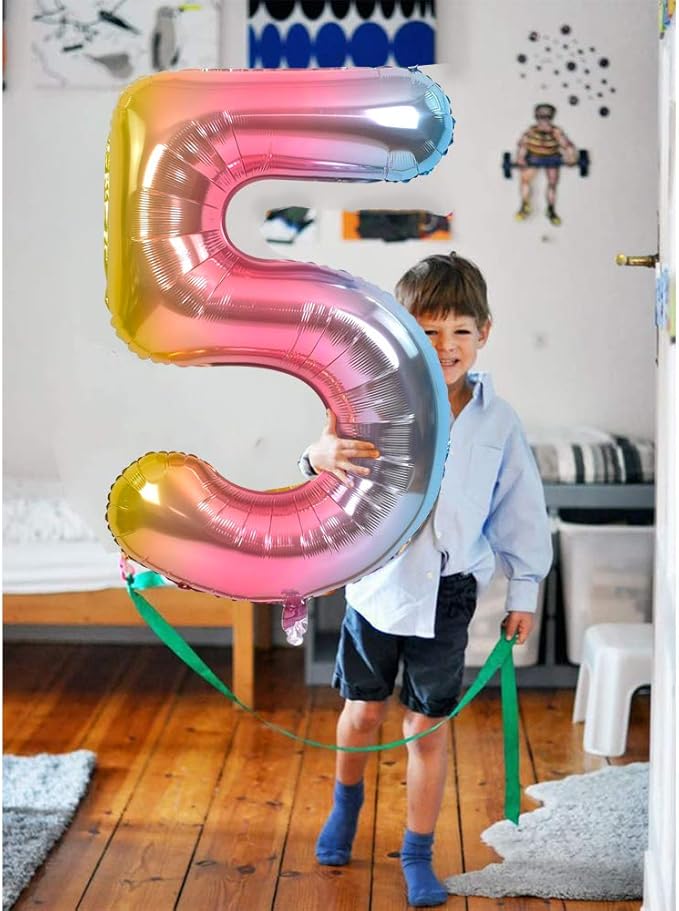 TONIFUL 40 Inch Rainbow Large Numbers Balloons 0-9, Number 7 Digital 7 Helium Balloons, Foil Mylar Big Number Balloons for Birthday Party Anniversary Supplies Decorations