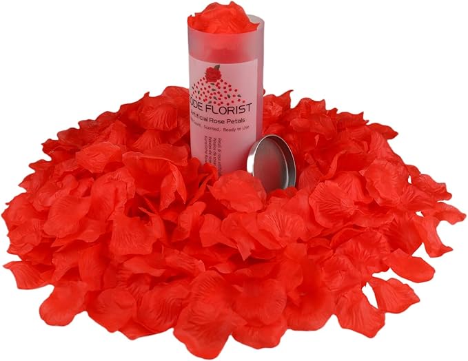 CODE FLORIST 1500 PCS Red Silk Rose Petals for Valentine's Day,Romantic Night,Wedding,Proposal Anniversary Flower Decorations(Separated,Scented)