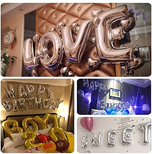 Glanzzeit 16 Inch Silver Foil Balloons Letters A to Z Numbers 0 to 9 for Prom Wedding Birthday Party Decor (Letter W)
