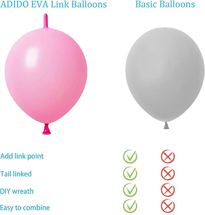 Link Balloons Pink 12 Inch Latex Quick Linkale Balloon 160 Pcs for Birthday, Halloween, Christmas, Party Festival Decorations