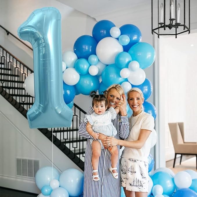 Pearlescent Blue Number 0 Balloon 40 Inch, 0 Balloon Numberfor 10th 20th 30th 40th 50th 60th Birthday Decorations, Pearlescent Blue Party Supplies for Men Women