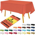 Plastic Coral Tablecloths 3 Pack Disposable Table Covers 54 x 108 Inches Pitch Onyx Coral Table Cloths for Parties Birthdays Weddings Anniversary BBQ Picnic, Fits 6 to 8 Foot Rectangle Tables