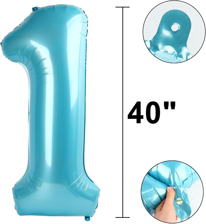 40 Inch Light Blue Number 19 Digital Balloon,Jumbo Mylar Foil Helium Balloon for 19 Balloons for Birthday Party,Wedding Anniversary Party Decorations