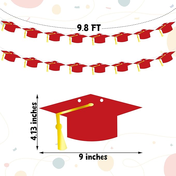 16PCS 2025 Graduation Banner, Hat Congrats Grad Banner with Tassel, Class of 2025 Banner Garland for High School College Graduation Party Decorations Supplies Decor