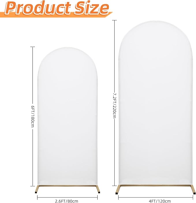Arch Covers,Arch Backdrop Stand Fitted Cover for Wedding Birthday Party Ceremony Banquet Decoration(7.2FT&6FT,White,Cover Only)