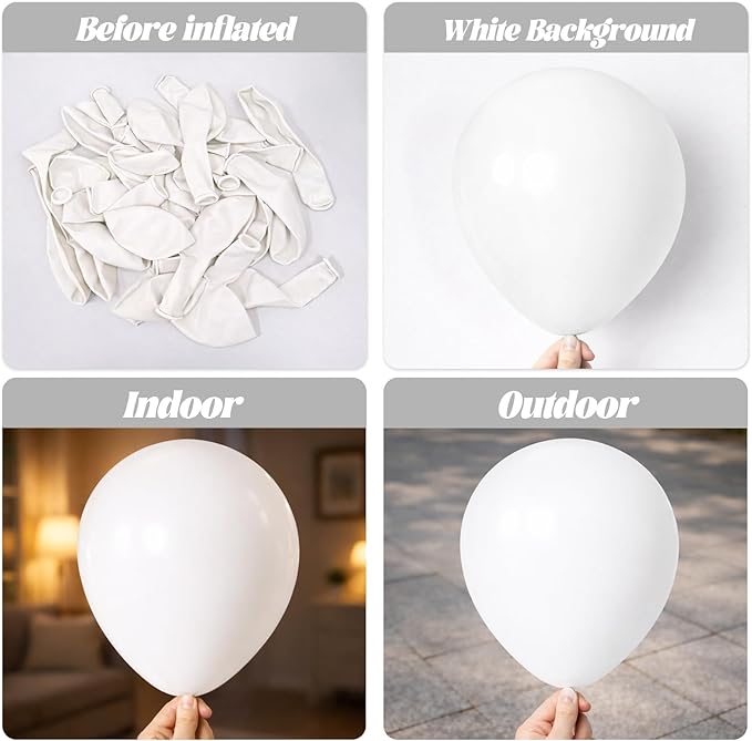 110pcs White Balloons 12inch Matte White Latex Party Balloons for Wedding, Birthday, Graduation, Bridal Shower, Baby Shower, Bachelorette and Engagement Decorations