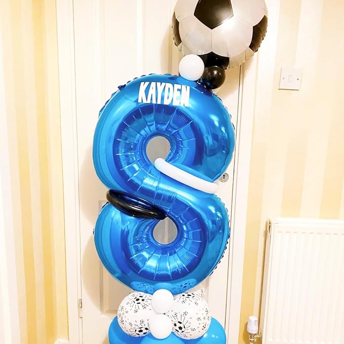 Blue 8 Balloon Number,40 Inch Number 8 Balloon Big Blue 8 Foil Mylar Helium Balloon for Birthday Party Decorations