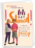 NobleWorks - 1 Funny Birthday Greeting Card - Sassy Bday Card for Women, Stationery Humor - Let's Get Stoned C7027BDG