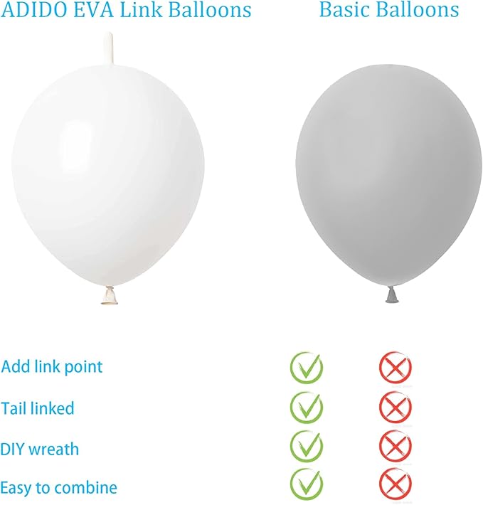 Link Balloons White 6 Inch Latex Quick Linkale Balloon 160 Pcs for Birthday, Halloween, Christmas, Party Festival Decorations