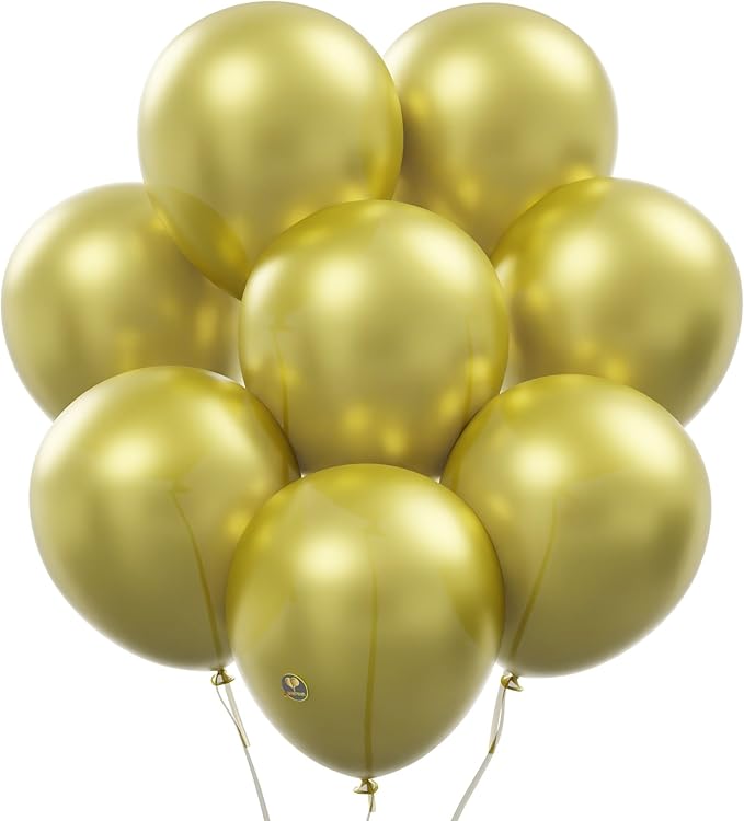 AFTERLOON® Biodegradable Balloons 50 pcs Gold 10 Inch, Pearlescent Thickened Extra Strong Latex Helium Float, for Baby Shower Gender Reveal Garland Arch Wedding Kids Birthday Party Decorations
