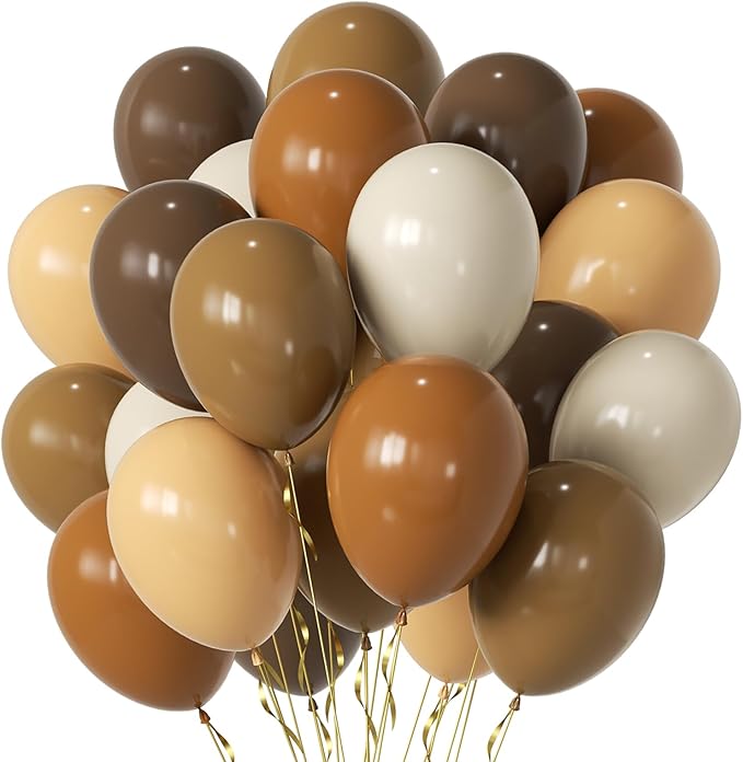 Brown Party Balloons,50pcs 12 Inch Retro Brown Sand White Balloon Coffee Cocoa Tan Neutral Balloons Apricot Beige Nude Balloon for Thanksgiving Wedding Anniversary Bear Party Decorations