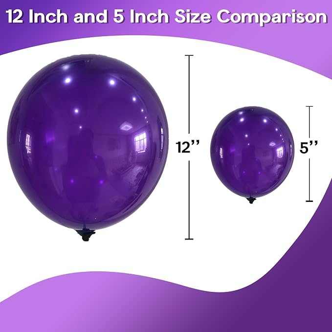 Purple Balloons 5 Inch, 60 Pcs Small Dark Purple Balloon Royal Purple Latex Balloons for Arch 5'' Mini Deep Purple Helium Balloons for Wednesday Birthday Halloween Graduation Party Decorations