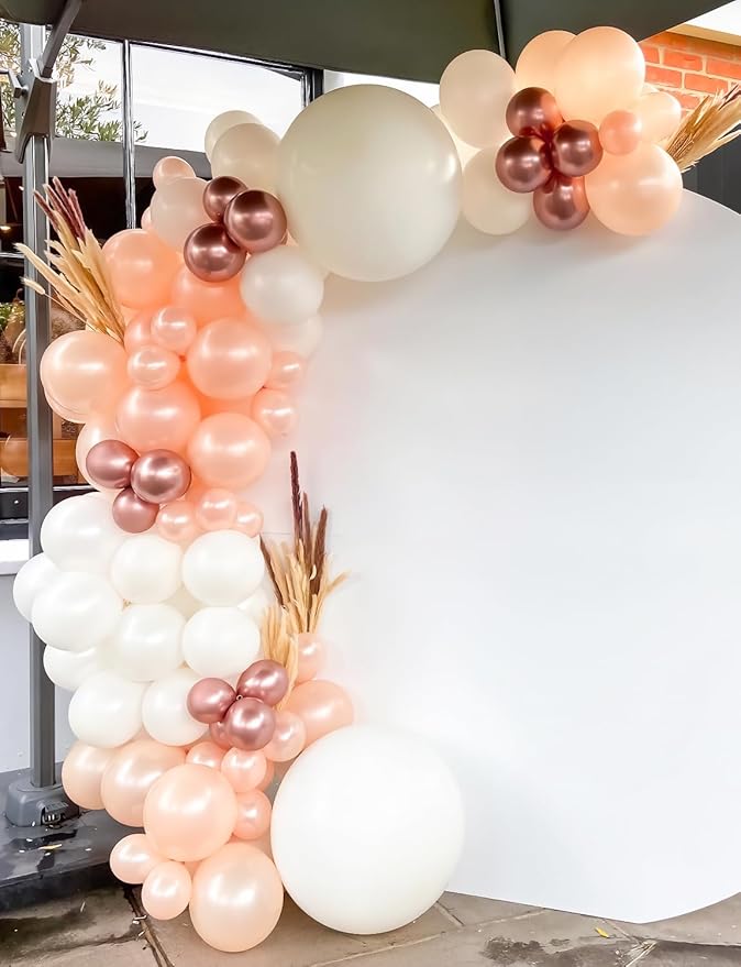 Rose Gold Balloon Garland Arch Kit, Metallic Rose Gold Pearl White and Glitter Confetti Balloons, Rose Gold Party Decor for Wedding Backdrop, Birthday, Baby Shower, Photo Booth, Retirement Party Decro