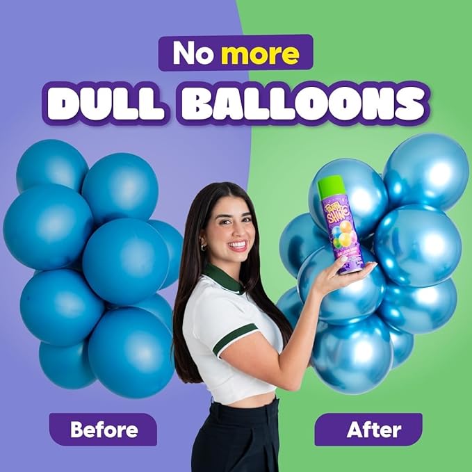 Party Shine Balloon Shine Spray, Silicone Spray for Latex Balloons, Balloon Spray Shine, Waterproof, Fragrance-free and Less Slippery Formula, Perfect for Balloon Décor, Parties, Events, 13oz (1 Pack)