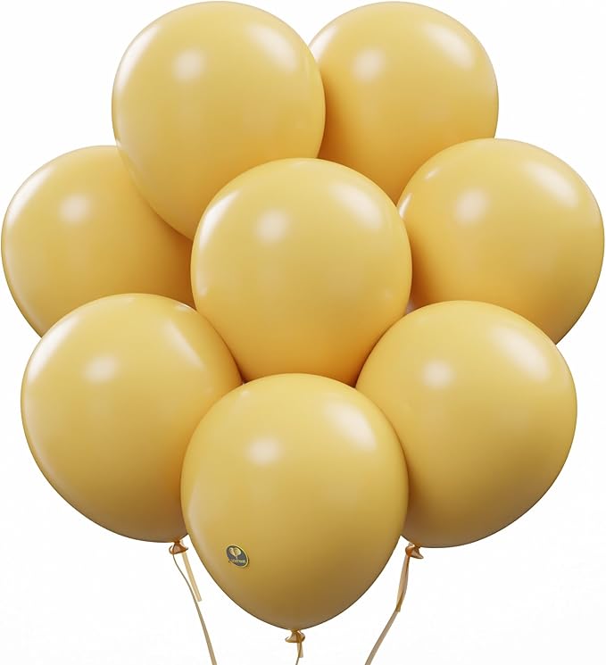 AFTERLOON® Biodegradable Balloons 50 pcs Apricot Yellow 10 Inch, Matte Color Thickened Extra Strong Latex Helium Float, for Baby Shower Gender Reveal Garland Arch Wedding Birthday Party Decorations