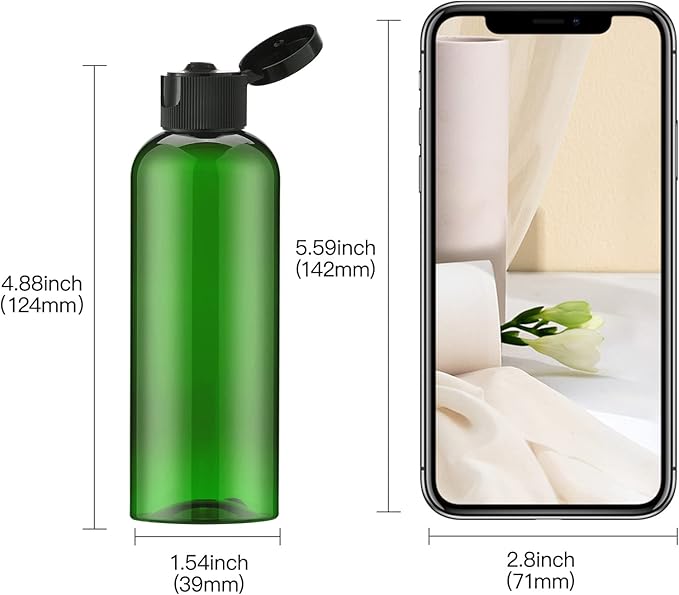 LISAPACK 3.4 oz Travel Bottles for Toiletries, Plastic Travel Size Containers for Shampoo Conditioner TSA Approved, Empty Small Squeeze for Lotion, Leak Proof Mini Liquid Tube for Refillable Green