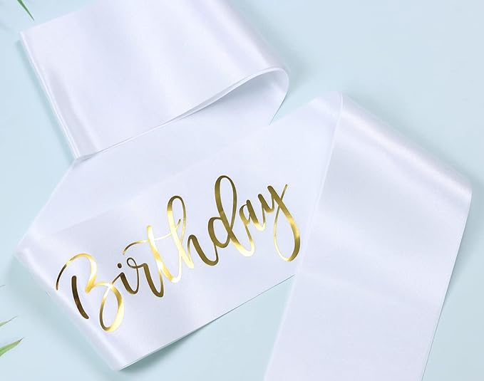 Happy 20th Birthday Sash for Women,Men,Girls and Boys,It's my 20th Birthday Sash White with Gold Foil Lettering.