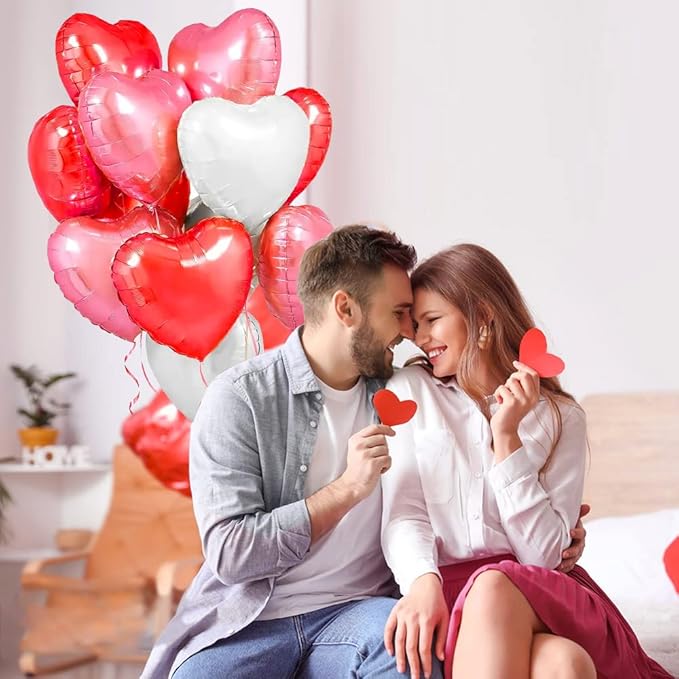 Heart Foil Balloons for Valentine's Day Decorations, 'I Love You' Balloons, Romantic Decorations for Special Night (18 inch)