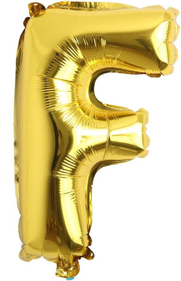 16" Alphabet Letter and Number Balloons Set Package, Aluminum Hanging Foil Film banner Mylar Balloon for Birthday Party Decoration Custom Word (A-Z, 0-9 Gold) (16 inch F Gold)