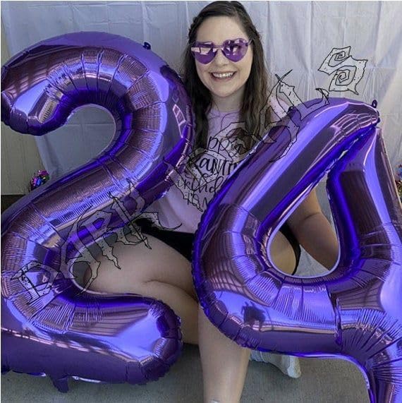 Purple Number 60 Balloon 40 inch, 60 Number Balloons, 60th Purple Birthday Decorations, 60 Year Old Girls Boys Party Supplies