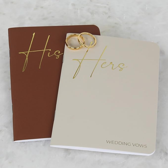 Elegant Vow Books With Gold Foil Lettering For Your Wedding - Perfectly Sized His and Hers Vow Books With Plenty Of Pages To Write Whatever is on Your Heart - A Beautiful Addition For The Wedding Day