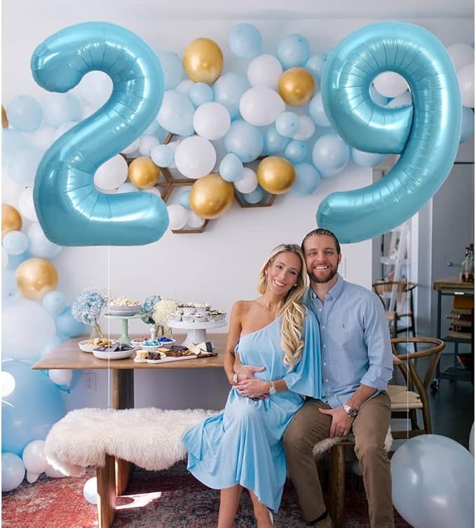 Pearlescent Blue Number 7 Balloon 40 Inch, 7 Balloon Number, 7th Birthday Decorations, Pearlescent Blue Party Supplies for Boys Girls