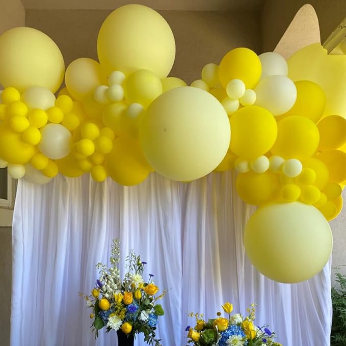 130pcs Yellow Balloons Different Sizes 18" 12" 10" 5" Party Latex Balloons for Boys Girls Birthday Baby Shower Gender Reveal Wedding Sunflower Party Decorations