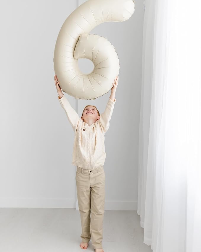 60 Balloon Number, Cream Number 60th Birthday Balloons 40 Inch, 60 Years Old Cream Birthday Decorations for Men Women, 60th Anniversary Decorations