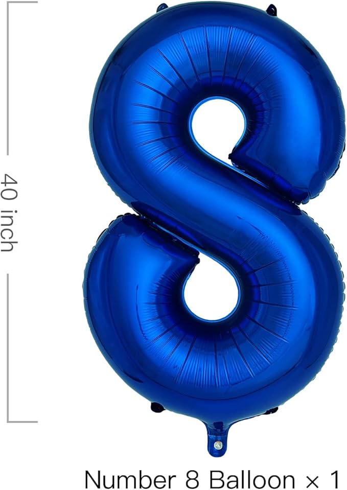 Navy Blue Number 8 Balloons 40 Inch Large Dark Blue Helium Foil Balloons for Birthday Party 2024 Graduation Decorations Anniversary Celebrations (Number 8)