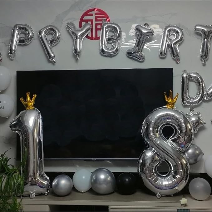 Silver Number 3 Balloon with Crown, 40 inch Silver Number Balloon 3rd Birthday Party Decoration Silver Crown Balloons 0-9 for Birthday Party Anniversary Decorations Supplies