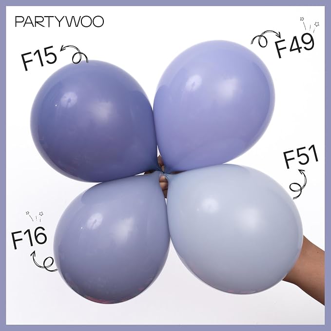 PartyWoo Dusty Purple Balloons 50pcs 12 Inch Lavender Lilac Boho Neutral Balloons for Graduation Baby Shower Bridal Shower Wedding Engagement Cat Tornado Theme Birthday Party Decorations Purple-F49