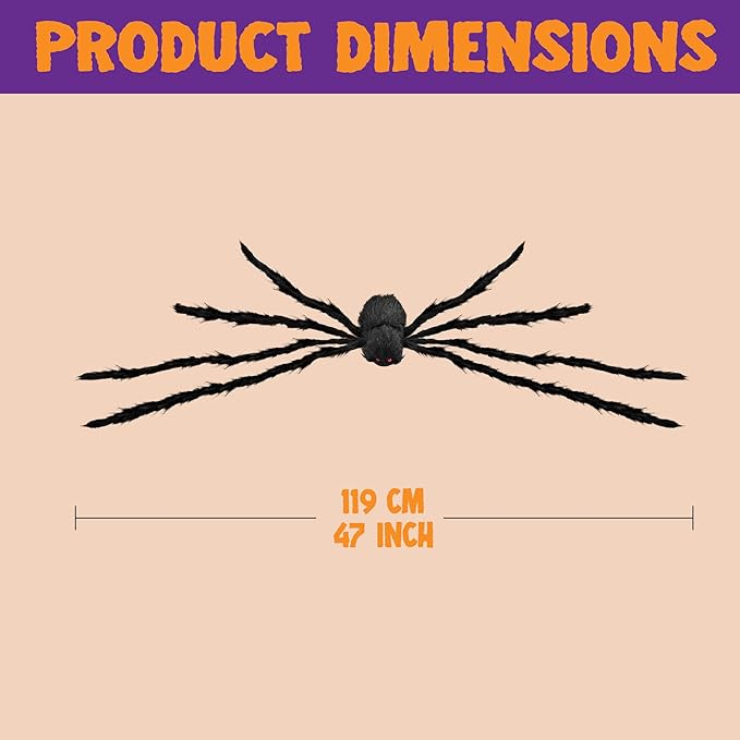 JOYIN 2 Pack 4 Ft Halloween Spider Decorations Outdoor, Scary Large Giant Spiders with Adjustable Legs for Halloween Outside Decor, Yard Lawn Indoor Haunted House Props