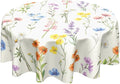 Spring Summer Round Tablecloth Colorful Floral Circle Table Cloth 70 Inch Farmhouse Table Cover Washable Polyester Indoor Decorations for Home Kitchen Dinning Party