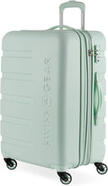 SwissGear 7366 Signature Hardside Expandable Luggage with Spinner Wheels, TSA Lock, Clearly Aqua, Checked-Medium 23-Inch