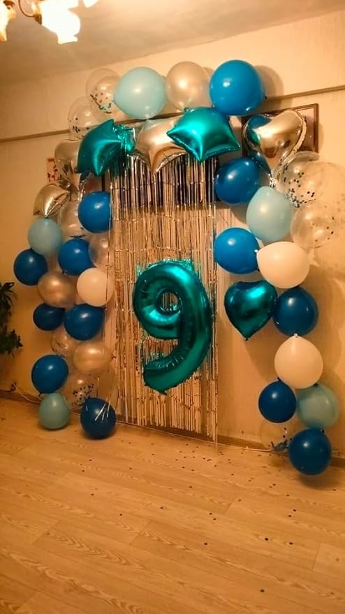Teal Blue 8 Balloon, Number Balloons 40 Inch, 8th Birthday Decorations for Girls, Birthday Balloons, Teal Blue Party Supplies, Number 8 Balloon