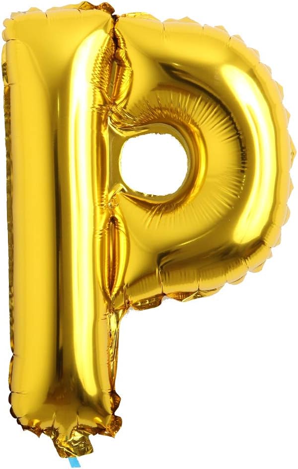 16" Alphabet Letter and Number Balloons Set Package, Aluminum Hanging Foil Film banner Mylar Balloon for Birthday Party Decoration Custom Word (A-Z, 0-9 Gold) (16 inch P Gold)