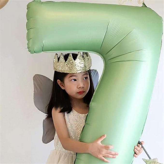 40 Inch Sage Green Foil Balloon Number 4, Large Self Inflating Olive Green Number Balloons 0-9 Helium Balloons Set for Girls Boys 4th Birthday Women Anniversary Jungle Safari Party Decoration Supplies