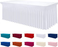 Smiry Spandex Tablecloth, Elastic Fitted Stretch Tablecloth for 8FT Rectangle Tables, Waterproof Washable Table Cover Skirt for Outdoor, Wedding, Banquet & Parties (White, 96Lx30Wx30H Inch)