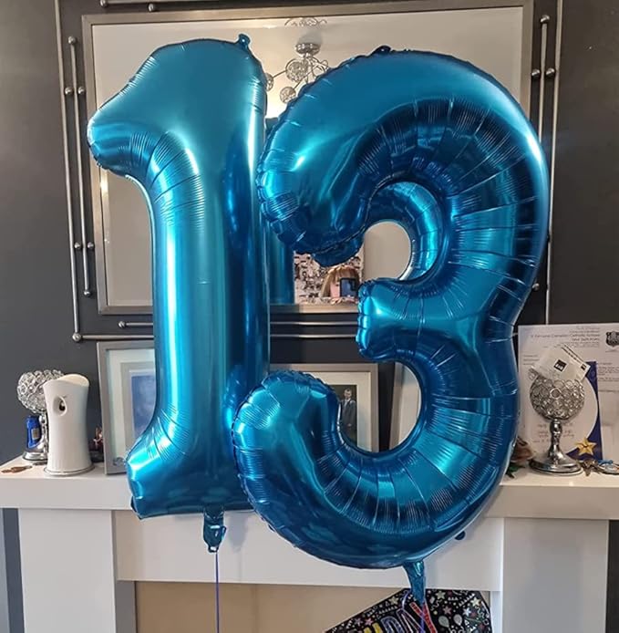 40 Inch Blue Number Balloon 2, Large Number Foil Balloons Mylar for Girl Boy Birthday Party Celebration Decorations Supplies, Digital Balloons for Wedding Anniversary Events Decorations