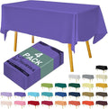 Disposable Plastic Tablecloth 54x108 Inch Rectangle - Purple, 4 Pack Waterproof & Tear-Resistant Party Table Cover for Dining, Picnic, Crafts, Holiday Decor
