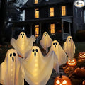 6-Pack Ghost Solar Halloween Decorations Outdoor, Waterproof Solar Halloweens Lights for Outside Decor, Halloween-Ghost Path Lights for Scary Party Yard Garden Lawn Holiday Decoration(Warm White)