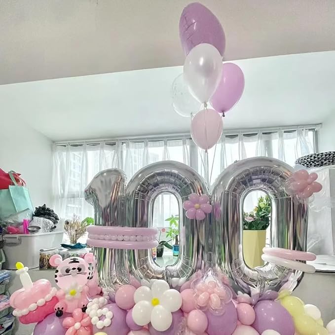 40 inch Silver Number Balloon Giant Foil Helium Balloons Silver Number 5 Balloon for 5th Birthday Party Anniversary Decorations Supplies