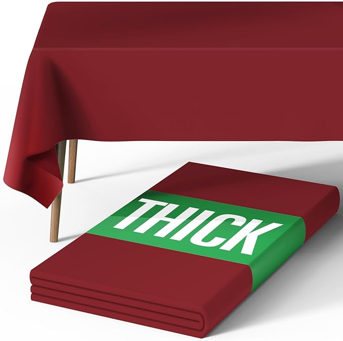 Pureegg Rectangle Table Cloth 60" x 84" – Durable Polyester Tablecloth Offers Reusable & Washable Protection, Ideal for Outdoor Party, Picnic, Wedding, Banquet and Birthday, Red