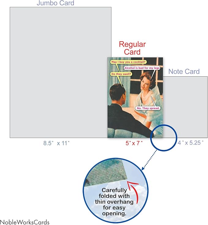 NobleWorks - Funny Birthday Greeting Card with 5 x 7 Inch Envelope (1 Card) Bday Bad for Legs Spread 5678