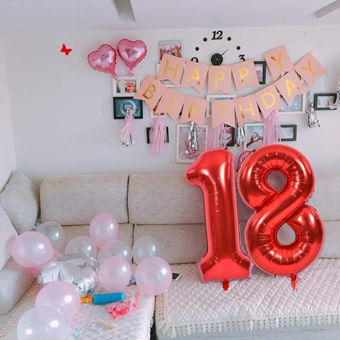 TONIFUL 40 Inch Red Large Numbers Balloons 0-9, Number 2 Digital 2 HeliumFoil Mylar Big Number Balloons for 2026 Mother's Day New Year Eve Graduation Valentine's Day Birthday Party Anniversary Party